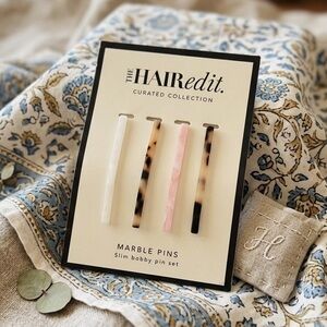 Marble Bobby Pin Set - Ivory, Tortoise, Pink 🤎